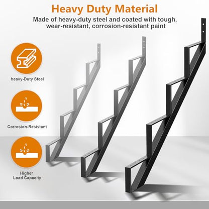 Steel Stair Riser 4 Step, 34.6" H Metal Stair Stringers for Deck - size: 4 Step