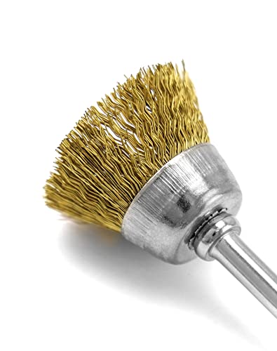 QWORK 36Pcs Brass & Stainless Steel Wire Brush Polishing Wheel Kit for Rotary Tools - for Metal, Wood Grinding, Deburring, and Polishing