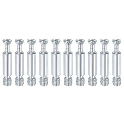 uxcell 10Pcs 32mm Furniture Connecting Fittings, Thread Bolts Dowels Screws, Metal Dowel Fitting Fasteners for Cabinet Drawer and Wardrobe Furniture, Silver - size: 32mm