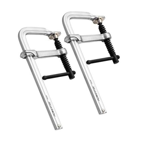 POWERTEC Heavy Duty 6" F Style Bar Clamps, 3-1/8" Throat Depth, 480 lb Clamping Force – Woodworking, Cabinetry, Welding & Workshop Use, 2 Pack (72338) - size: 6" Bar Clamps (2PCs)