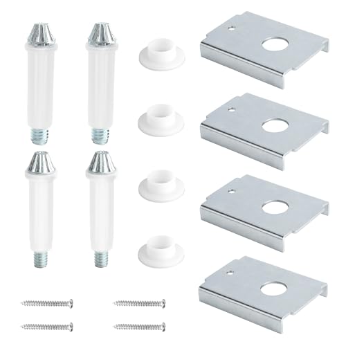 Bifold Door Repair Kit for 1-3/8" Wood Bifold Closet Doors, Bottom Pivot Bracket Replacement with Adjustable Bottom Pivot Screws, Includes Metal Repair Brackets & Pivot Washers, 4 Pack