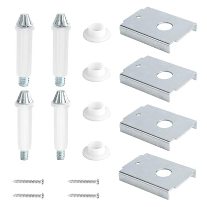 Bifold Door Repair Kit for 1-3/8" Wood Bifold Closet Doors, Bottom Pivot Bracket Replacement with Adjustable Bottom Pivot Screws, Includes Metal Repair Brackets & Pivot Washers, 4 Pack