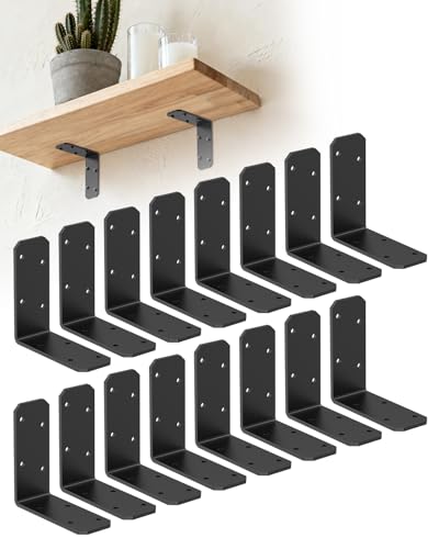 3"x3" L Brackets, 90 Degree Angle Iron, Black-16 Pcs - color: Black-16 Pcs