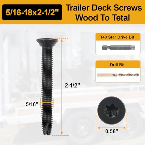 5/16-18 x 2-1/2 100Pcs Flat Head Thread Cutting Self Drilling Deck Screws - size: 5/16-18 x 2-1/2"