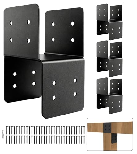 4 Pack 4x4 Heavy-Duty Post Bracket for Outdoor Pergolas Gazebos Decks - size: 4 Pack Small Brackets 4"x4"