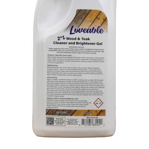 EcoDecors Loveable 2-Pack Teak Cleaner & Brightener Gel, 1L - style: 2 in 1 Teak Cleaner & Brightener Gel - 2 Pack