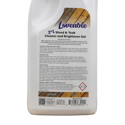 EcoDecors Loveable 2-Pack Teak Cleaner & Brightener Gel, 1L - style: 2 in 1 Teak Cleaner & Brightener Gel - 2 Pack