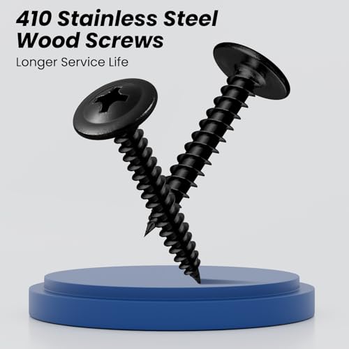 #8 x 1 Inch Wood Screws Phillips Modified Truss Head Stainelss Steel 410 Self Tapping Metal Screws,Black Zinc Plated(0.5Ib,85Pcs) - color: Black 0.5lb Box, size: 8 x 1"