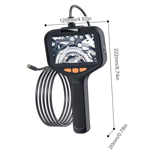 OUKENS Dual‑Lens Borescope Inspection Camera, 4.3 Inch IPS Split‑Screen Industrial Endoscope, IP67 Waterproof Snake Camera, 8+1 Adjustable LED Lights, 2600mAh Battery for Automotive HVAC Plumbing