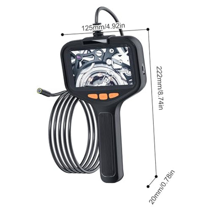OUKENS Dual‑Lens Borescope Inspection Camera, 4.3 Inch IPS Split‑Screen Industrial Endoscope, IP67 Waterproof Snake Camera, 8+1 Adjustable LED Lights, 2600mAh Battery for Automotive HVAC Plumbing
