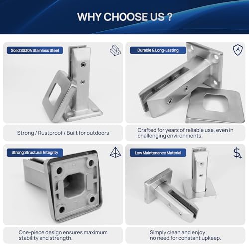 LukLoy 6 Pack T304 Stainless Steel Glass Railing Spigot Brushed - color: Silver - 6 Pack