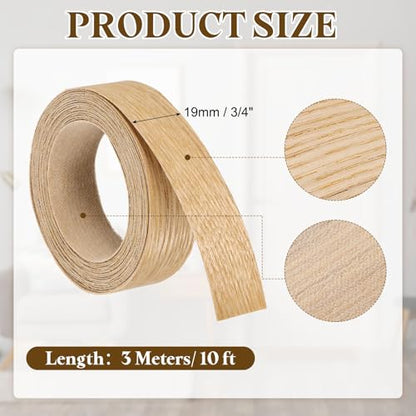 uxcell 3/4 Inch x 10ft Wood Veneer Edge Banding, Pre-Glued Flexible Ash Edging Strips, Iron on with Hot Melt Adhesive Wood Tape for Cabinet Repair and Furniture Restoration - size: 3/4 Inch x 10ft