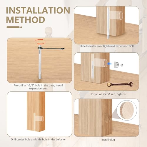 6pcs Wood Newel Post Mounting Kit, Hidden Newel Post Fastener Anchors Post Connect Handrails to Staircase, Newels for Residential Commercial Stair Railing, Deck Baluster (6)