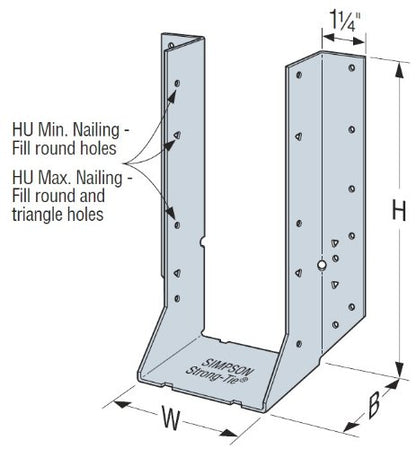 Simpson Strong-Tie HU46 HU Heavy Face-Mount Joist Hanger - for 4x6 Base, 14-Gauge ZMAX Galvanized Steel, Versatile Joist Fit, Designed for Demanding Loads