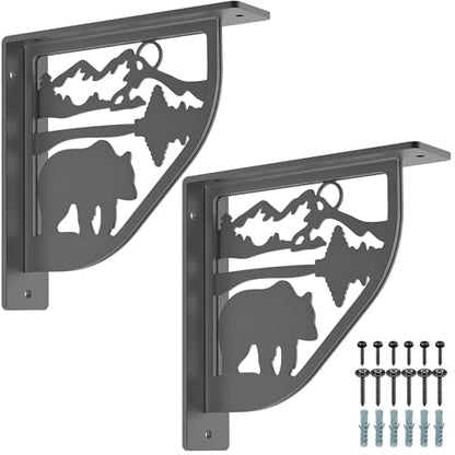 SELEWARE Heavy Duty Shelf Brackets 8" Decorative L Brackets, Bear 2Pcs - style: Bear-2 pack