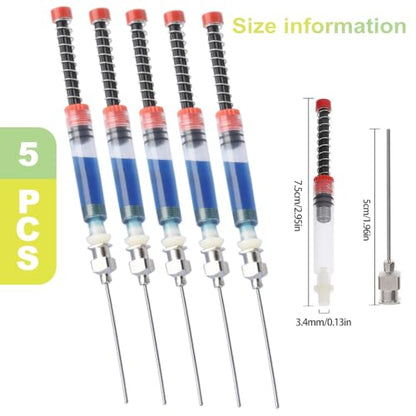 5 Pack Syringe Set with Blunt Tip Needles Plastic Syringes for Glue Ink Liquid Filling Precision Applicator for Crafts Woodworking Rhinestones Refillable Easy Control and Clean