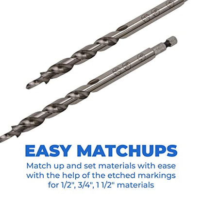 Kreg Easy-Set Pocket-Hole Drill Bit, Woodworking Drill Bit, KPHA300, 2 Pcs