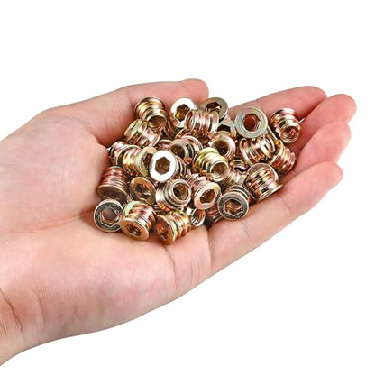 300Pcs 1/4"-20x10mm Hex Nut Inserts Wood Threaded Fastener for Furniture - color: 300 Pcs 1/4"-20 x 10mm