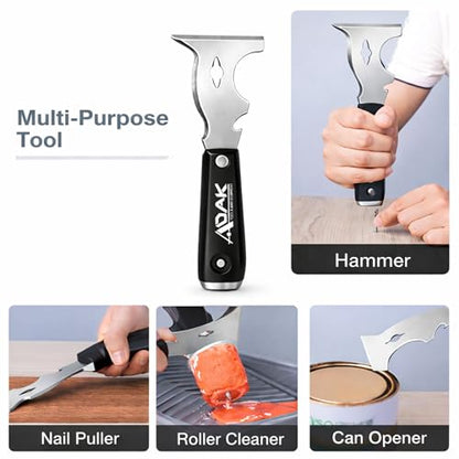 ADAK 10-in-1 Paint Scraper and Painter’s Tool, Multi-Purpose Putty Knife & Spackle Scraper for Wood, Metal & Wall Repair, Heavy-Duty Scraping Tool for Painting, Cleaning & Home Improvement