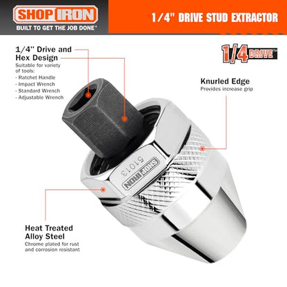 Shop Iron 51013 1/4-Inch Drive Mini Damaged Bolt and Stud Extractor | Works on 1/64-Inch-1/4-Inch Studs - size: 1/64” to 1/4”