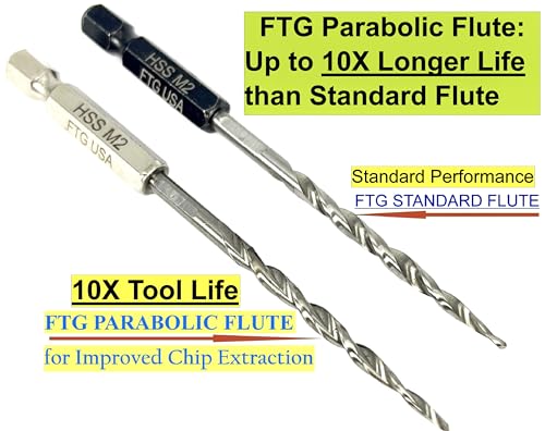 FTG USA 3 Pc #6 (9/64") Adjustable Wood Countersink Drill Bit Set Case - style: 3 Pc Same Size