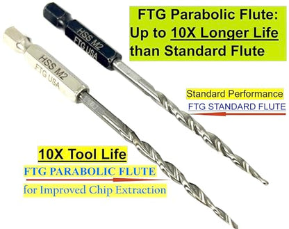 FTG USA 3 Pc #6 (9/64") Adjustable Wood Countersink Drill Bit Set Case - style: 3 Pc Same Size