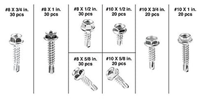 Performance Tool W5220 200-Piece Hex Washer Head Self-Drilling Screws Kit - style: 200pc Hex Washers Kit