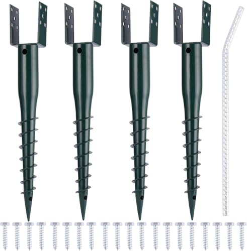 Oscorna U-Shaped Ground Anchor, No Dig 4x4 Post Base Spike, 27inch 4 Pack - size: 27inch 4pcs