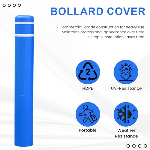 OrangeStar Bollard Cover 5" x 46" Blue with 2 Reflective Collars - color: Blue, size: 5"x46"