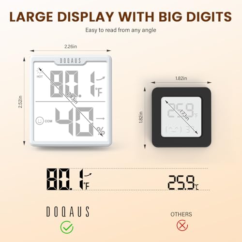 DOQAUS 3 Pieces Digital Hygrometer Indoor Thermometer Humidity Meter, White - color: White