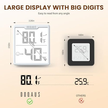 DOQAUS 3 Pieces Digital Hygrometer Indoor Thermometer Humidity Meter, White - color: White