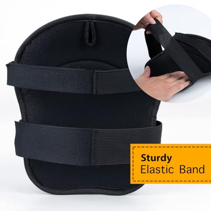 Heavy Duty Knee Pads, Professional Work Gear for Man, Black Fabric, Adjustable Straps