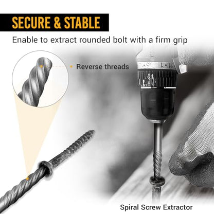 EWK 10 Pcs Screw Extractor Set with HSS Left-Hand Drill Bit, CR-MO Spiral Screw Removal Tool for Stripped, Broken, Damage Rust Screws - style: 10 Pcs Drill Bit Set