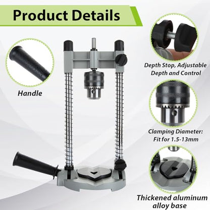 CertBuy Portable Drill Press for Hand Drill, Adjustable Multi-Angle For 1.5-13mm Drill Holder Guide