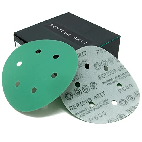 Serious Grit - 6-Inch 6-Hole P600 Grit Sanding Discs - 50 Pack Box - size: 600 Grit