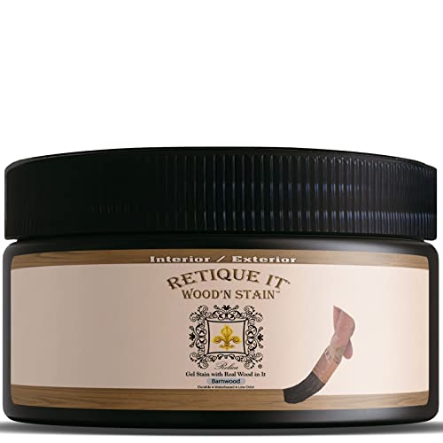 Retique It Wood'n Stain - Liquid Wood Gel Stain Interior/Exterior (08 oz (Half-Pint), 45 Barn Wood) - color: Barn Wood, size: 8 Fl Oz