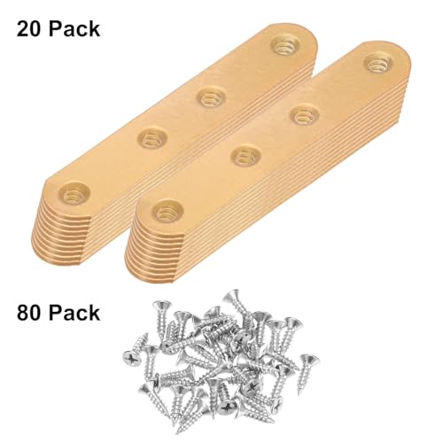M METERXITY 20-Pack Flat Straight Brackets 3.74x0.71in, Gold - color: Gold, size: 95mm
