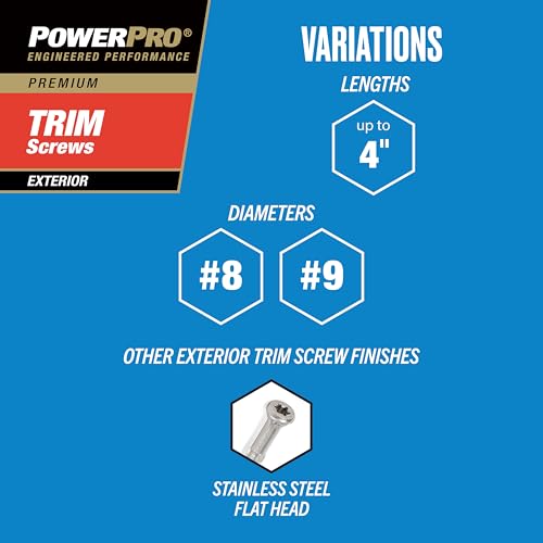 Power Pro Premium Exterior Wood Screws, #8 x 2-1/2in, 595 Pack, Bronze
