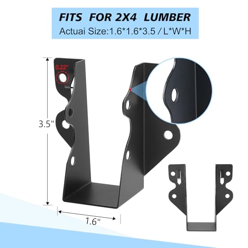 16 Pcs 2"x 4" Joist Hanger|Q235B Steel Face Mount Joist Hangers - size: 16 Pcs, style: 2"x 4"