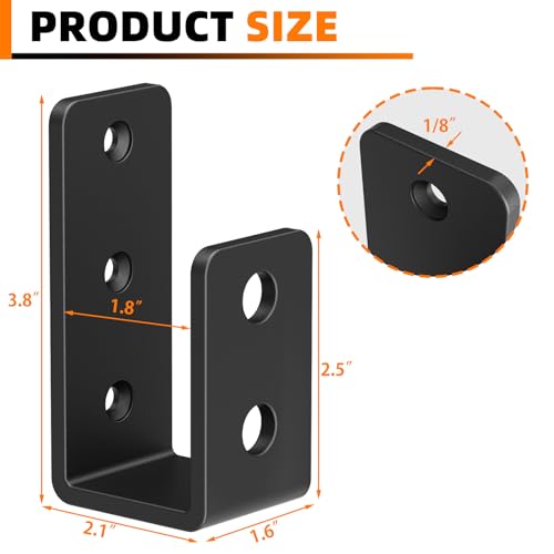 8 Pack Door Barricade Brackets, U-Shaped, 3mm, 2x4 Lumber Lock - size: 8 Pack-3MM