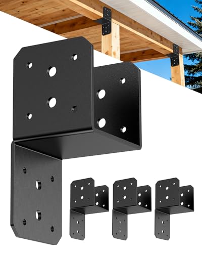 Heavy Duty Angle Brackets for 4x4, 4x6 Post, Black 4-Pack - color: Black-4PCS