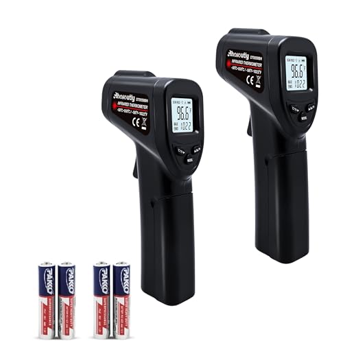 Infrared Thermometer Temperature Gun 2 Pack (NOT for Humans) -58℉~1022℉ (-50℃～550℃) Non-Contact Laser Instant-Read Digital Laser Infrared Ir Thermometer with Backlight(Black) - color: Black&Black