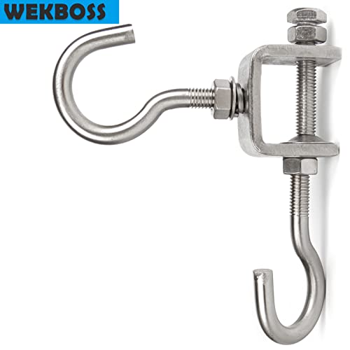 2 Set Metal Beam Hook 1 Inch Stainless Steel C Clamps and Heavy Duty Hanging J Hook/Threaded Screw Hook for Garage I Beam - color: 1.2 in