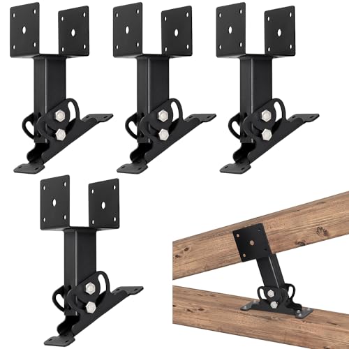 4-Pack Adjustable Roof Riser Brackets Kit Heavy Duty Beam Mount - color: Set 4, size: Small