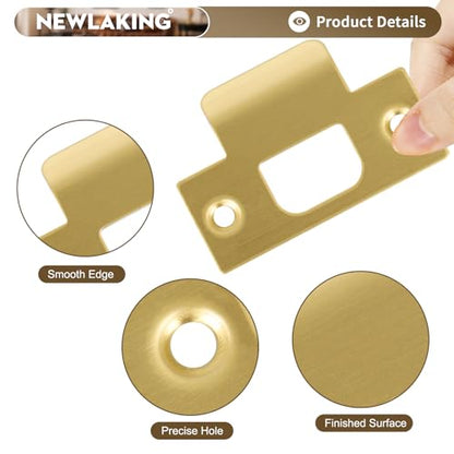 T-Shape Door Strike Plate, Satin Brass, 2-1/8'' Hole Spacing - color: Satin Brass