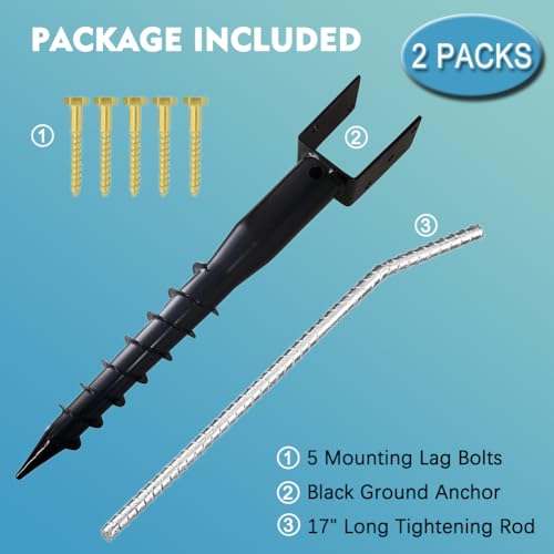 4 x 4 No-Dig Ground Anchor Post Holders, 27" Screw-in Stakes, 2 Pack - size: 2 Packs