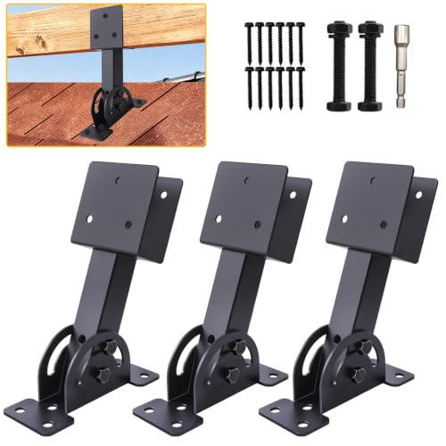 3 Pcs Pergola Roof Riser Bracket Kit Heavy Duty Adjustable for 2x4/2x6 Wood - size: 2x4-3