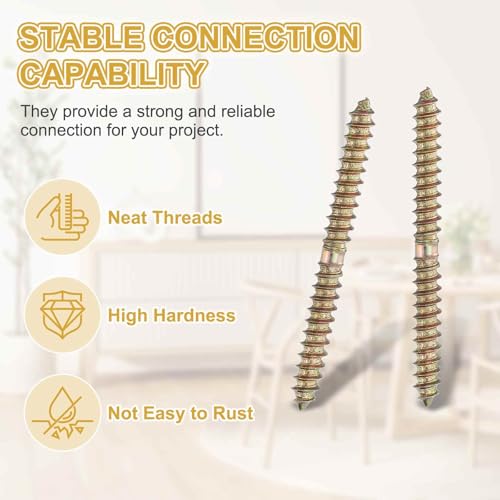 MECCANIXITY 20 Pcs Double Ended Screws, M6 x 70 mm Carbon Steel Hanger Bolts, Self-Tapping Wood Dowel Screws for Wood Joint Furniture, Color Zinc - size: M6 x 70 mm