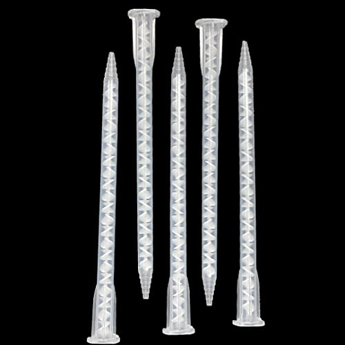 CosmoMix Helical Static Mixer Nozzle Tube Tip, Bayonet Connection, 6 Inches, 21 Elements, 10 Pieces Epoxy Mixing Nozzle Tip, For AB Glue Acrylic Adhensive Gun Mixer(RCS07-21S)