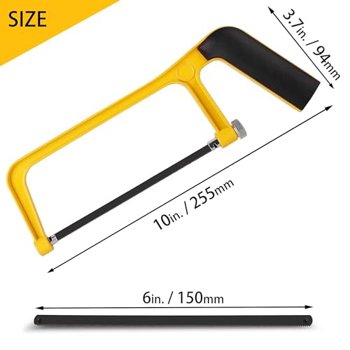 Hanpex 6inch Mini Hacksaw Frame - 150mm Extra Fine Cut Junior Hack Saw with Bi-Metal Blade for Metal and Wood - style: Mini Hacksaw